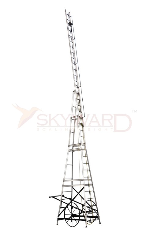 Model No. 7000 Aluminium Self Supported Ladder with Extra Iron Wheels for Home and Industrial Access Use, Professional Movable Ladder for Maintenance, Repair and Storage Tasks